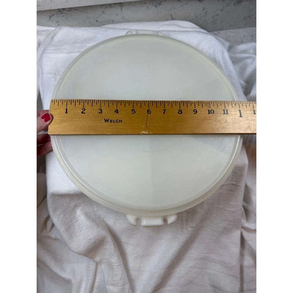 Vintage Tupperware Round divided  Sheer White‎ 12 Inch 1242 1243